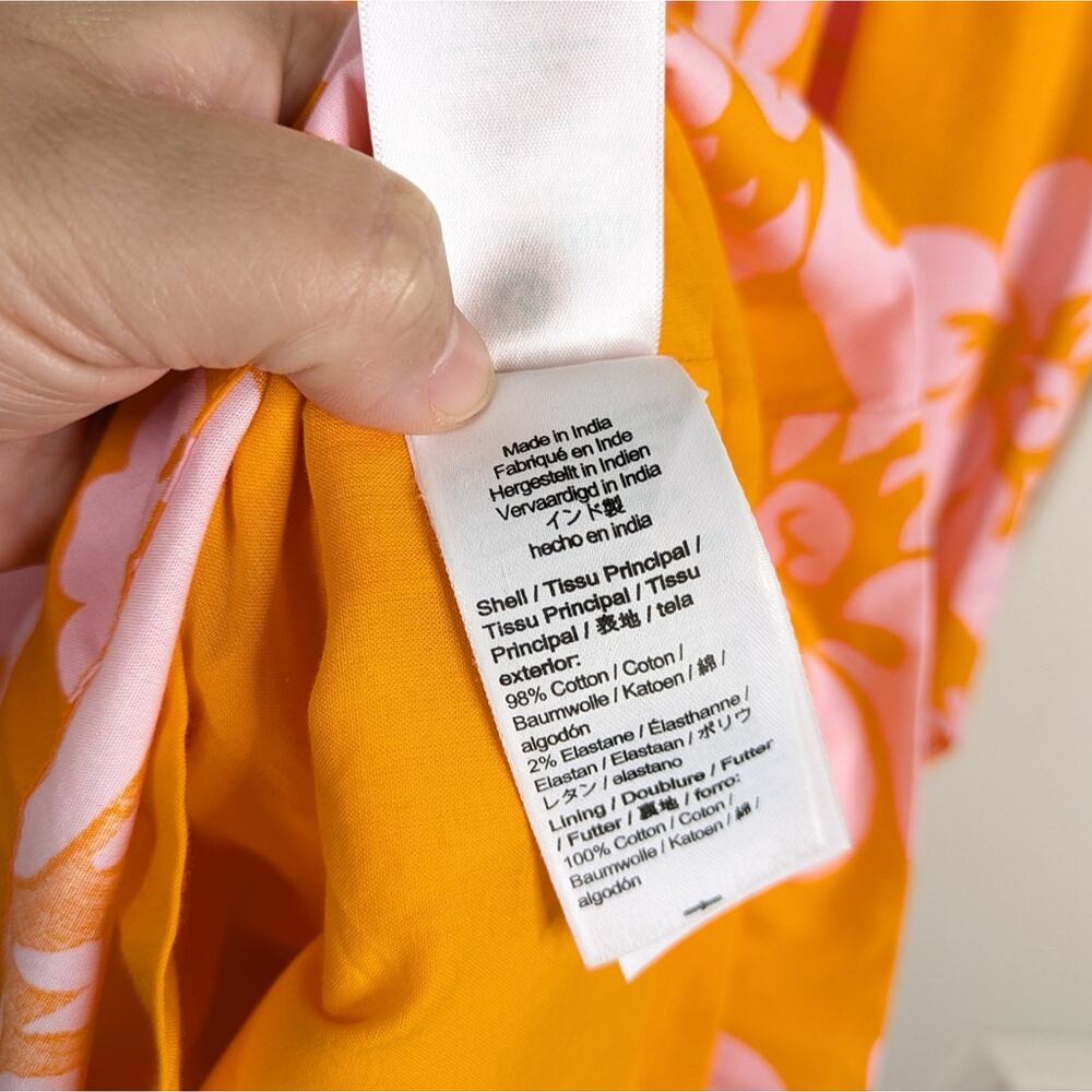 NEW J. Crew Hawaiian Halter Tie Neck Hibiscus Dress 6 Orange Resort Coastal - Picture 9 of 16